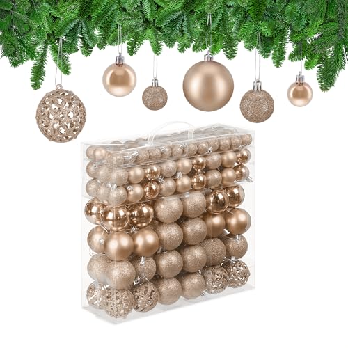 Relaxdays Weihnachtskugeln 150er Set, glitzernde, Matte & glänzende...