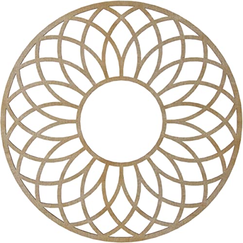 Image of Ekena Millwork 18 inchOD x 6 1 /8 inchID x 1 /4 inchT Cannes Wood Fretwork Pierced Ceiling Medallion, Hickory