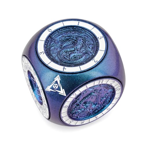 DND 7-in-1 Metal Spinner Dice, Haxtec Premium D&D Fidget Cube Dice Set for Dungeons and Dragons Tabletop Games, Unique Gamer & Collector Gift for TTRPG Players & Dungeon Masters (Blue Purple)