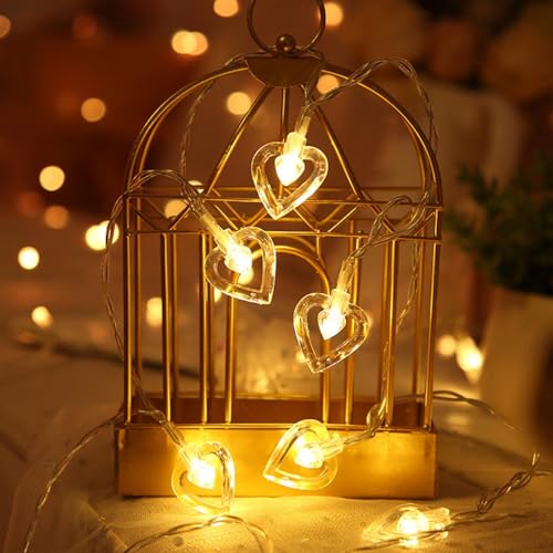 Image of Party Propz Heart Shape Lights for Decoration - 1 Pc, 4m, 8 Led, Heart String Light for Decorations, Decorative Lights for Home, Led Lights for Home Decoration (Corded, Warm White Glow)