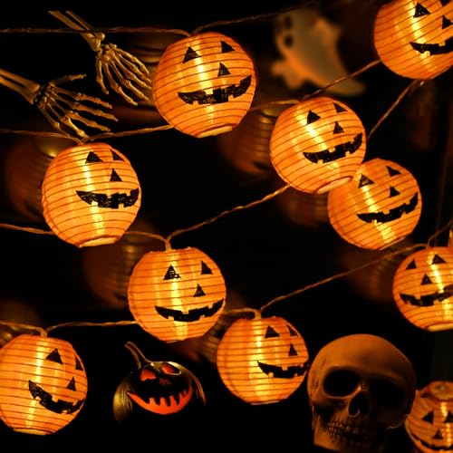 Smilfree Halloween Lichterkette Deko Outdoor: 2M 10 LED Orange Kürbis...