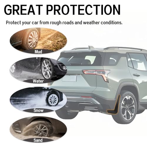 Image of PSLER Fit for Equinox ACTIV /LT /RS 2024 2025 Mud Flaps Set of 4PCS Mud Guard Kit Splash Guards Mudguards Mudflaps with Hardware Kits Front and Rear for Equinox Accessories（Not for EV Model）
