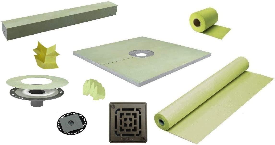 Waterproof Shower Kit 72" x 72"with 2” PVC Drain Kit and Polished AISI 304 Finish - 4" Grid (STC-SDKPVC98IL)