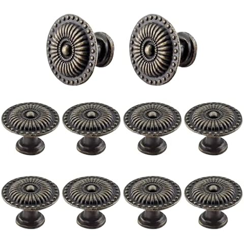 Jiozermi 12 Packs 0.94 Inch Vintage Dresser Knobs Bronze, Small Drawer Knobs, Antique Cabinet Knobs, Retro Cabinet pulls for Dresser Drawers Cover