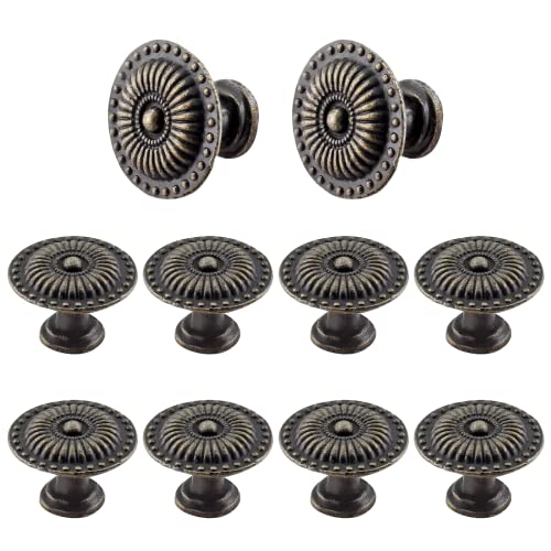 Jiozermi Vintage Dresser Knobs Bronze, 0.94 Inch, 12 Packs