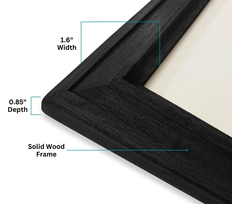 Image of 10 x 12 inch Wooden Photo Frame with Mat for Wall Decoration, Black Photo Frame 10 x 12 inch with Mat or 14 x 16 inch without Mat for Posters Photos and Artworks