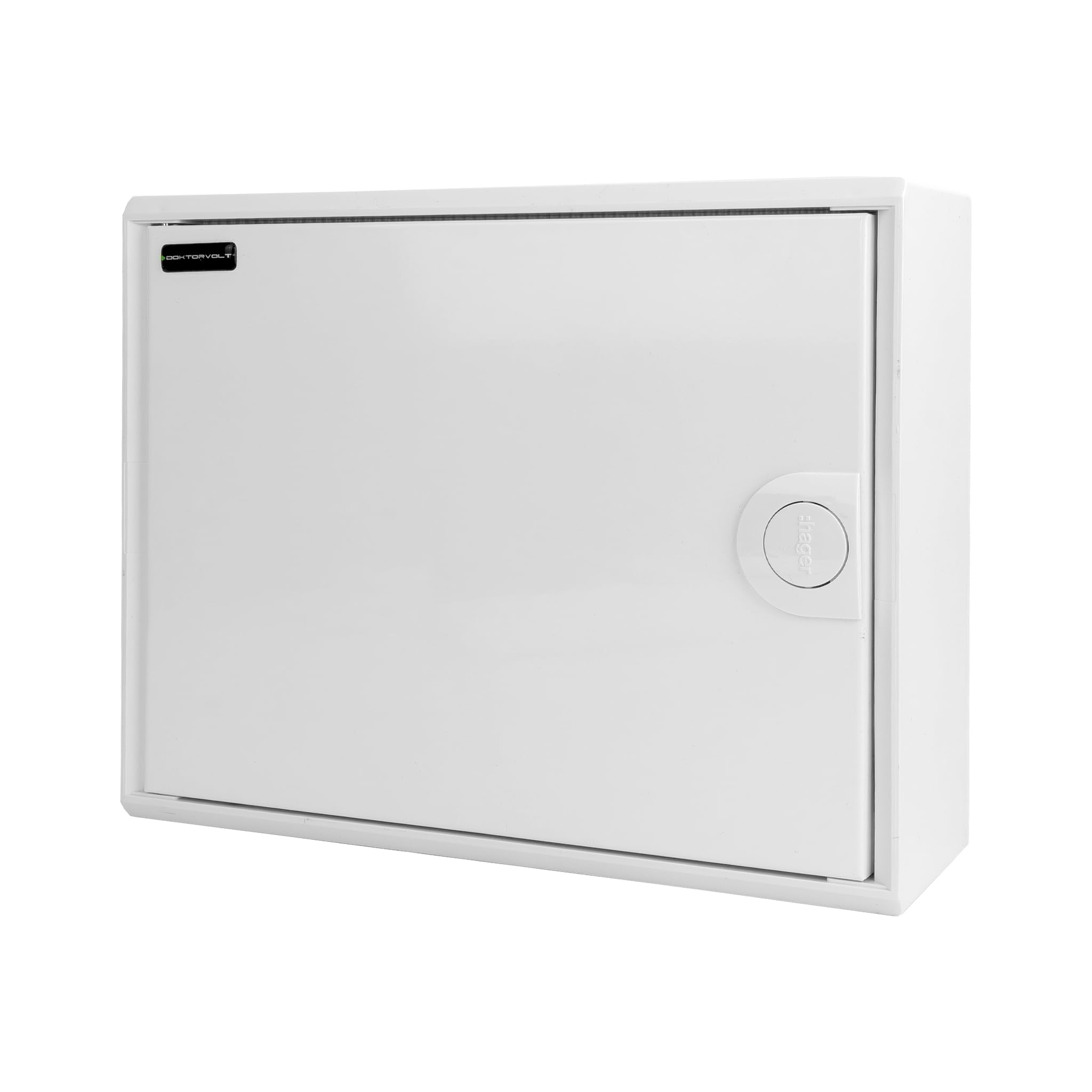 Doktorvolt Sicherungskasten Aufputz 1-reihig 12 Module – Verteilerkasten verdrahtet mit 8x MCB 1x RCCB VDE geprüft IP40 Hager Verteilerschrank 245x305x96,5 mm für Haus Garage und Werkstatt