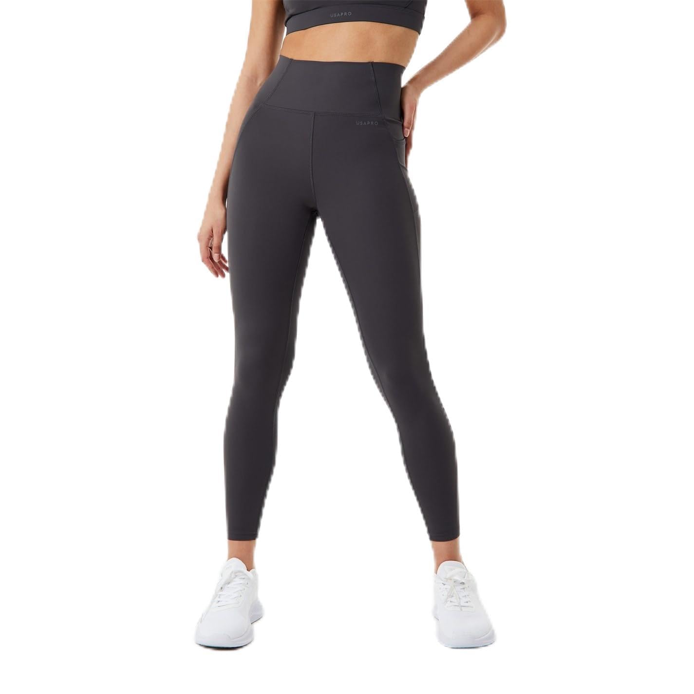 USA Pro Womens Core High Rise Leggings Charcoal XXS