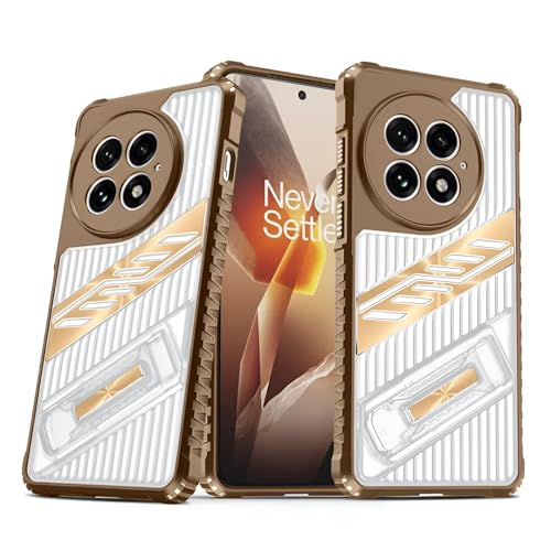 Image of MILLION CASES Back Cover Case for OnePlus 13R Shockproof Protective Hyper Guard Kickstand TPU Case for Men & Boys(Gold)