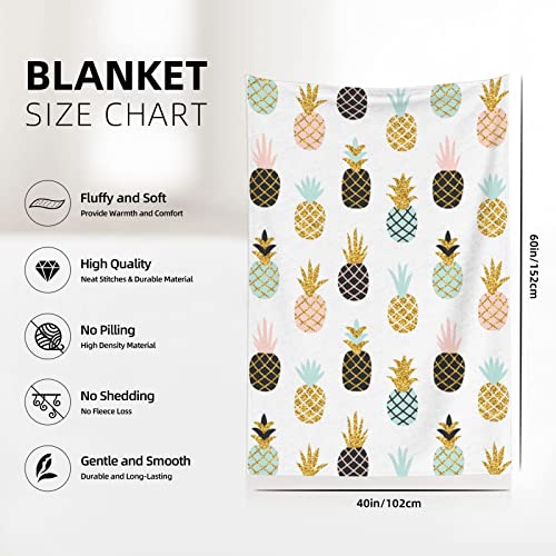 Cute Pineapple Stylish Glitter Throw Blanket Super Soft Warm Bed Blankets For Couch Bedroom Sofa Office Car, All Season Cozy Flannel Plush Blanket For Girls Boys Adults, 60 X 40 Inch #TOP5