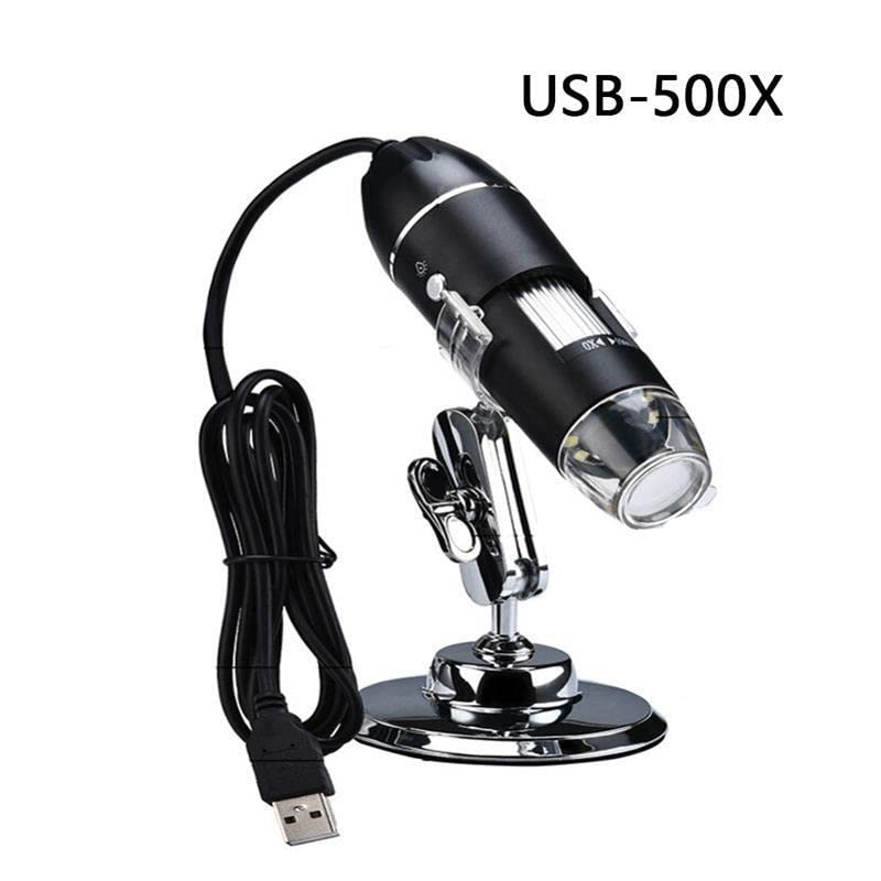 Microscope Adjustable 1600X LED Digital Microscope Camera USB/Type-C/Micro Zoom Magnifier(USB 500X)