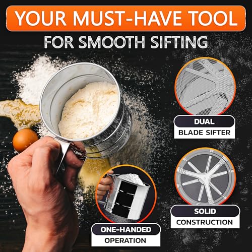 image for LIBERHAUS Flour Sifter for Baking – 3 Cup Flour Sifter Stainless Ste