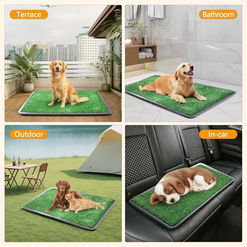 ondware Dog Grass Pad with Tray, 35 x 23 in, 2 Replacement Turf Pads | 3-layer potty system, quick-drain turf, washable tray, indoor/outdoor puppy training - Image 7
