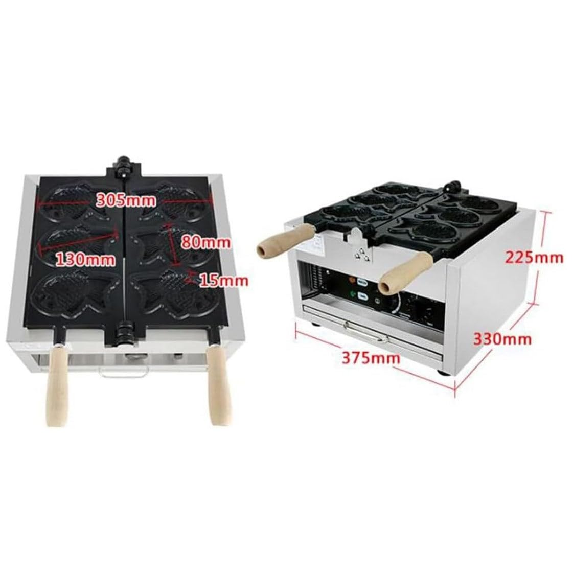 Elektryczna gofrownica Taiyaki z powłoką nieprzywierającą Naczynia do pieczenia ze stali nierdzewnej Gofrownica Taiyaki w kształcie rybki Gofrownica do restauracji, kawiarni i sklepów