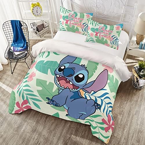 ckoijzo Anime Bedding Sets Cute Cartoon Printed Duvet Cover Soft Bedroom Bed Decor Gifts for Boys Girls Teens Kids Children 3 Piece with 1 Duvet Cover and 2 Pillowcase Queen Size