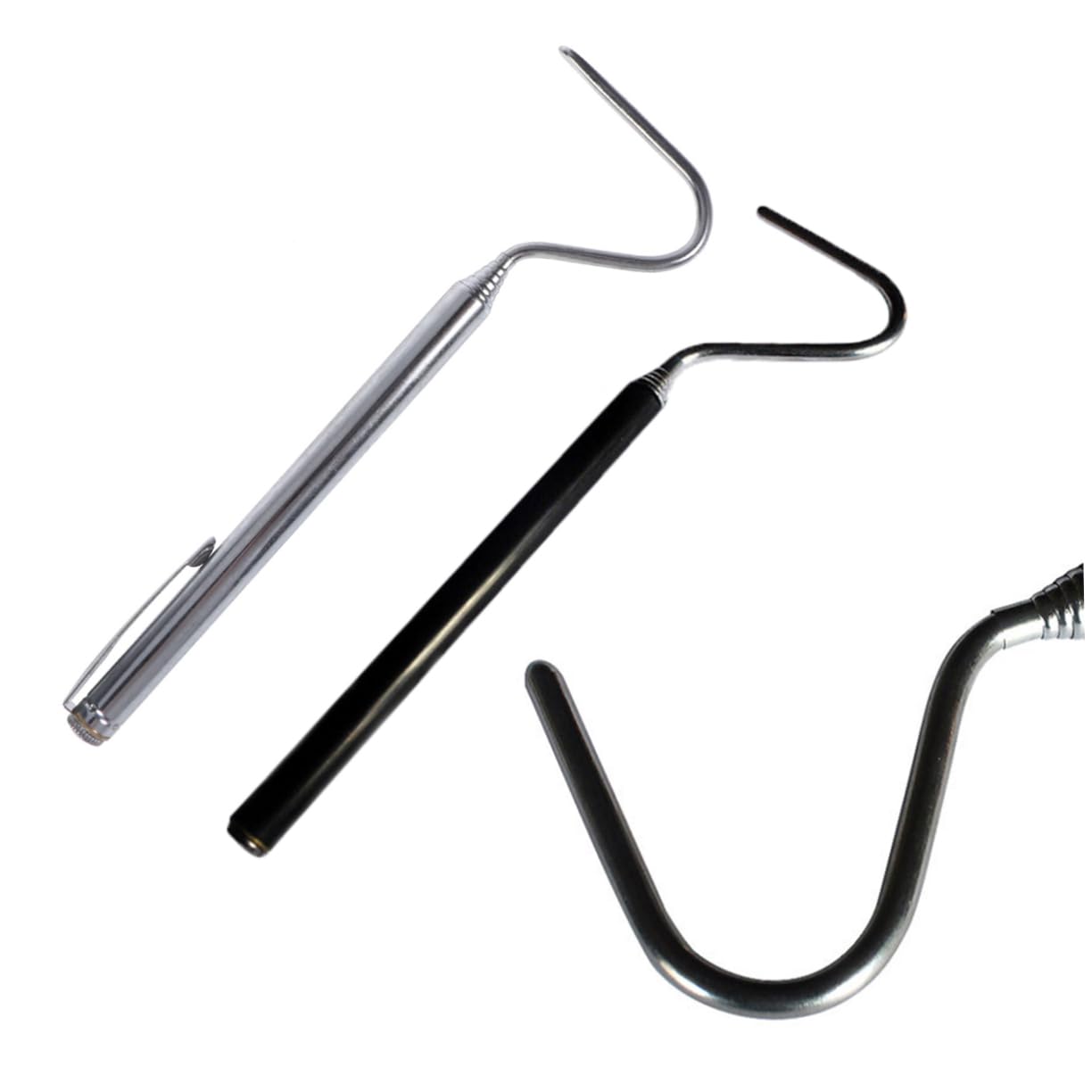 SUPVOX 6piezas Gancho Telescópico Inoxidable para Atrapar Serpientes Herramienta Profesional De Reptiles Negro y Plateado
