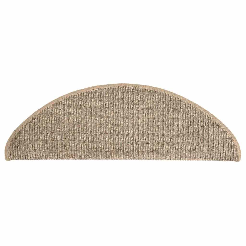 Stufenmatten 15 Stück 65x21x4 cm Dunkelbeige Halbrund Groß Treppenstufen Matten, Teppich Innen für Treppen, rutschfest Stufenmatten Treppenteppich