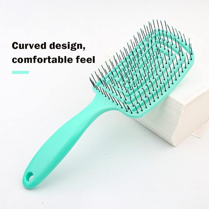 SwissHome 1Pcs Professional Styling Curved Vented Hair Brush - Faster Blow Drying and Paddle Detangling for Women and Men, Ideal for Wet or Dry Curly, Thick, and Straight Hair (GREEN) 4