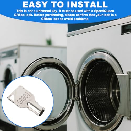 Image of GR800 Washer Key Compatible with Speed Queen Dryer Washing Machine Lock, 54612 Commercial Coin Op Service Door Key for Washing Machine