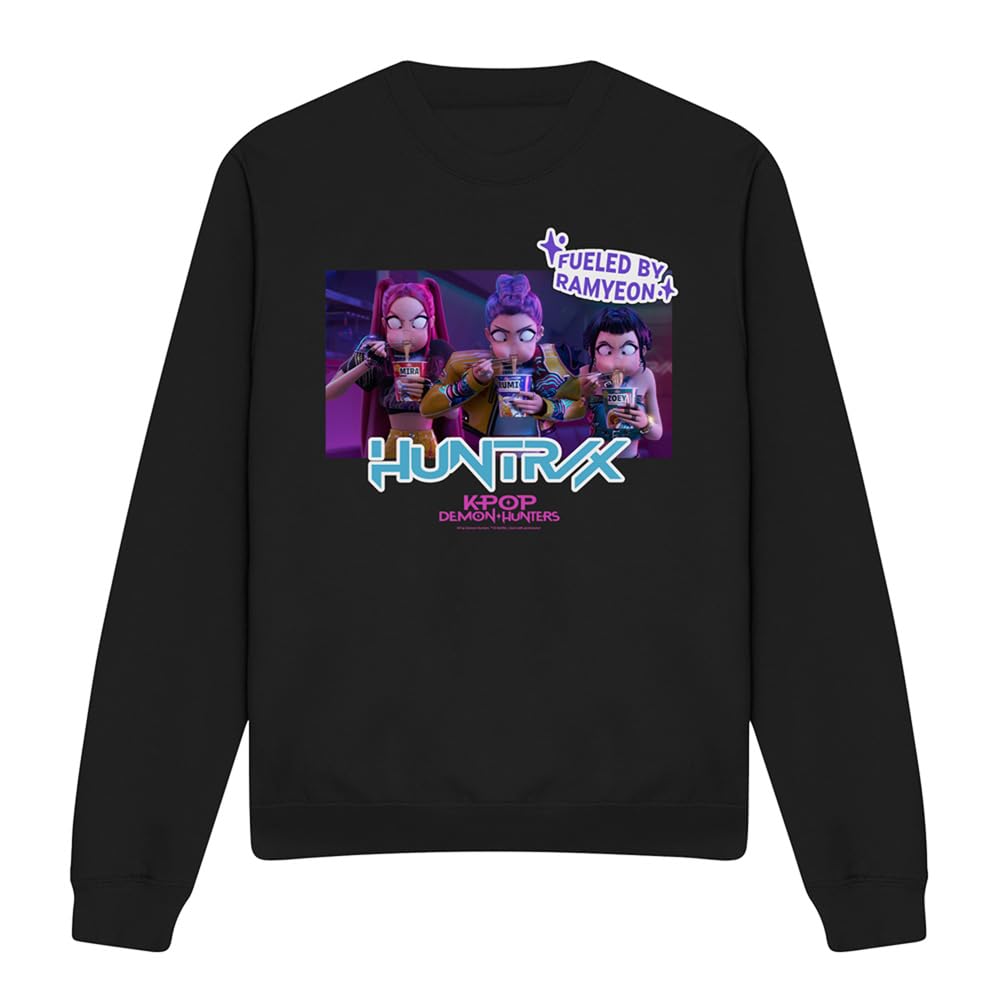 Kpop Demon Hunters Huntrix Eating Ramyeon Unisex Sweatshirt, Black, Small