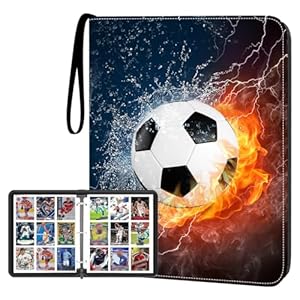 Trading Card Binder with Sleeve, 900 Pockets Soccer Card Binder Sports Cards Storage Organizer for Football Baseball or Game Trading Cards with 50 Removable Sleeves Cards Collector Album