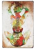 ERLOOD Music Guitar Girl Retro Vintage Tin Sign 12 x8