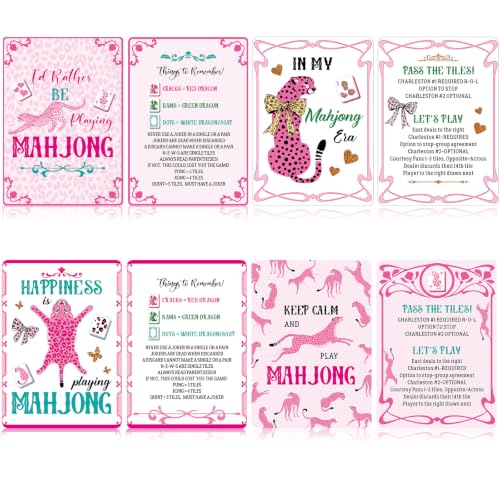 BrightRow 4 Mahjong Shuffler Tile Mixing Card, Pink, Linear, Leopard