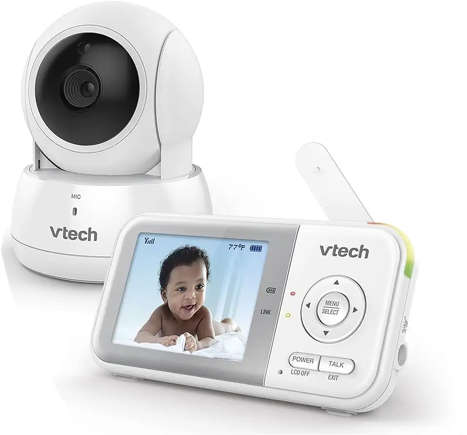 Babá Eletrônica VTech VM3262 com Monitor, Visão Noturna, Panorâmica e Vertical 105º