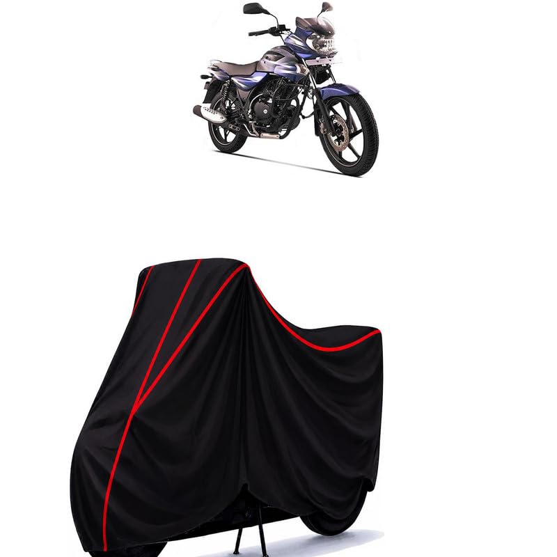 Image of Bajaj Discover 135 Water Resistant Bike Cover for All Motorcycles & Rain | Heavy Duty Taffeta Fabric | UV Protection, Dustproof, Scratchproof | All Weather Two Wheeler Body Cover with Elastic Bottom