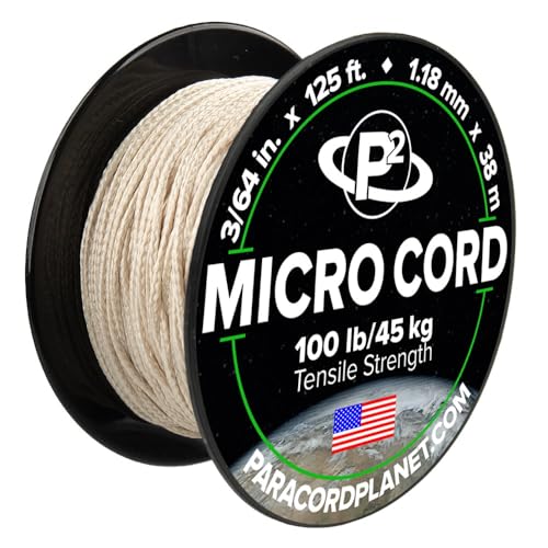 Paracord Planet Micro Paracord – Thin Braided Cord for Crafting, Fishing, and DIY Projects in 125 ft Spools – Cream