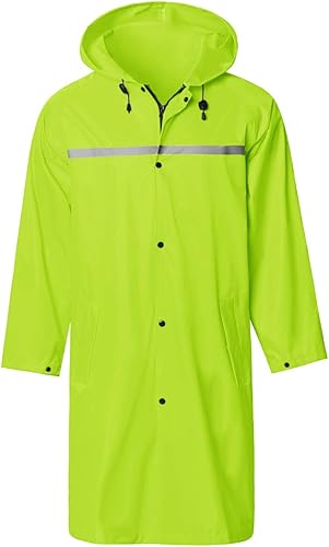 Chaqueta de lluvia de seguridad larga con capucha para hombre, impermeable, poncho de emergencia