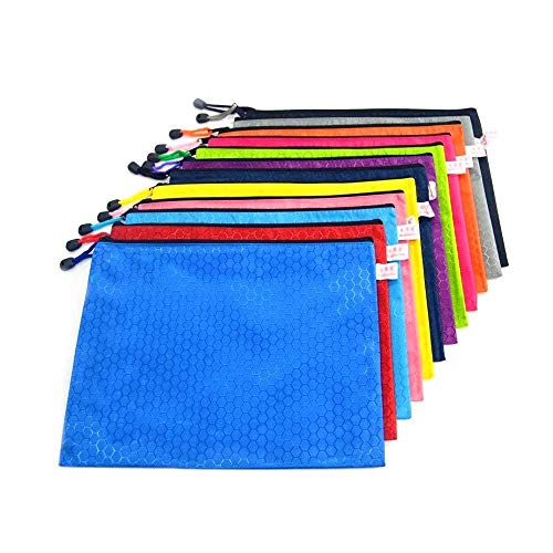 HOMEJIA 12 bolsas de lona para archivos de fútbol con cremallera duradera para documentos, resistente al agua (color al azar)