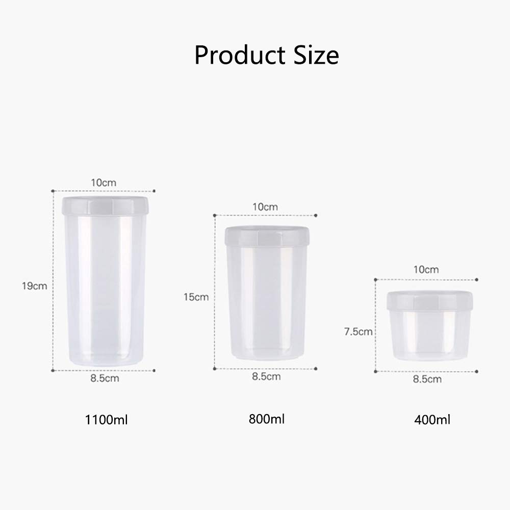 Contenitori Alimentari, Impilabile Contenitori Pasta, Plastica Coperchio Senza BPA, per Spaghetti, Cereali, Farina, White