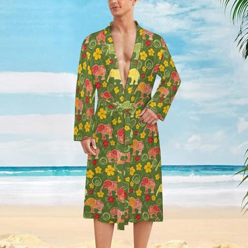 Elephants Cute Funny Men's Robe Soft Lightweight Bathrobe Long-sleeve Spa Robes2