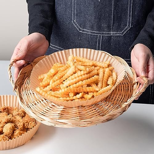 Image of Marve Airfryer Papers Disposable, 100PCS Non-Stick Parchment Paper, Air Fryer Liners for 5-8QT Air Fryer, Baking, Roasting Microwave (8 Inch Square) (Round Fryer with Brush)
