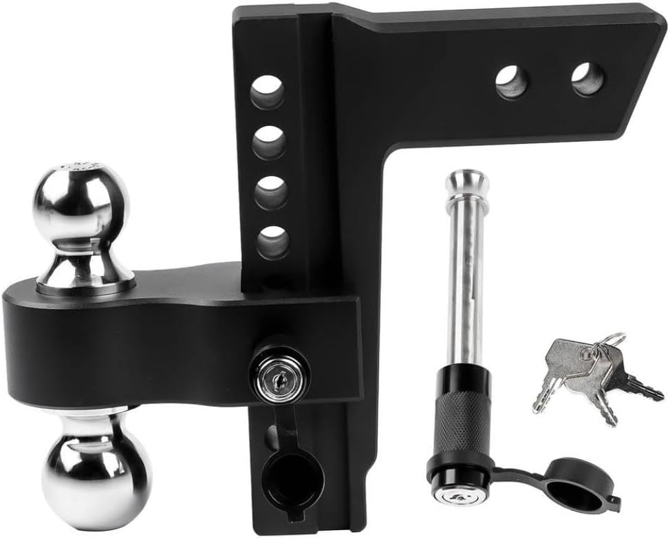 Black Adjustable Trailer Hitch Compatible with 2.5 Inch Receiver 8 Inch Drop Rise Aluminum Drop Hitch 18500 LBS GTW