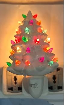 White ceramic christmas tree night light Clearance