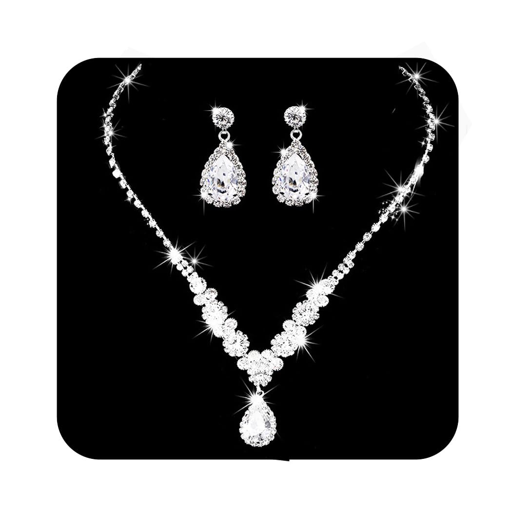 Set Gioielli Sposa In Cristallo - Collana E Orecchini Con Strass Per Matrimonio - Foto 13