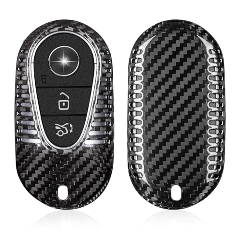 T-carbon Real Carbon Fiber Key Fob Cover Compatible with Mercedes Benz Key fob Cover EQS, EQE, S580, S500, C300, C Class, S Class, G Class, E Class, Black