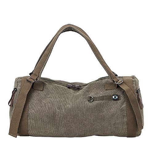 Stylish Large Capacity Canvas Duffle Backpack Army Bucket Bag Outdoor Sports Fitness Bag Travel Sports Rucksack With Separate Shoe Compartment-OD