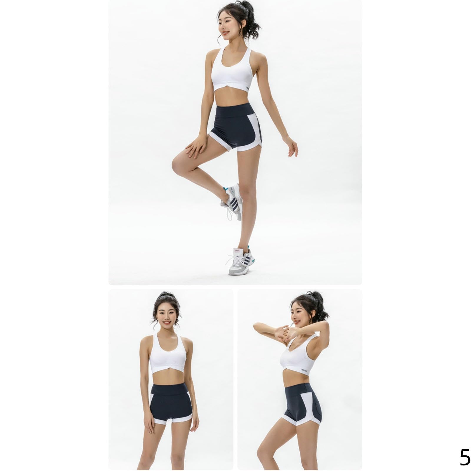 Shorts Donna Pantaloncini di Fitness Sportivi Estivi per Le Donne Ad Alto Numero Anca con Tasche Elastico Asciugatura Rapida Elastica-Blu-XL