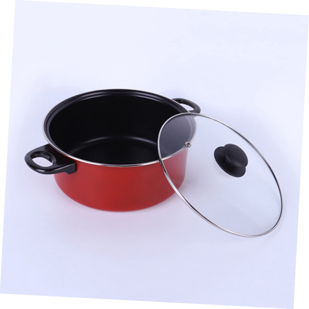GALPADA Juego De Sartén Antiadherente Rojo 3 Piezas Sartenes y Ollas Para Sopa y Leche Utensilios De Cocina Hogar Uso Diario