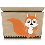 Lifeney Aufbewahrungsbox Kinder 51 x 36 x 36 cm I Kiste mit Deckel für Kinderzimmer I Aufbewahrungsbox mit Deckel I Boxen Aufbewahrung mit Tiermuster I Spielzeug Aufbewahrung (Eichhörnchen)