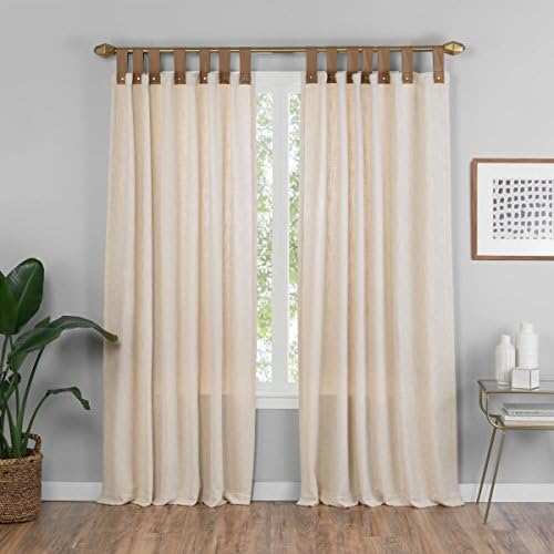VUE Curtains for Bedroom - Torrington 52" x 63" Decorative Single Panel Tab Top Window Treatment Privacy Curtains for Living Room, Natural