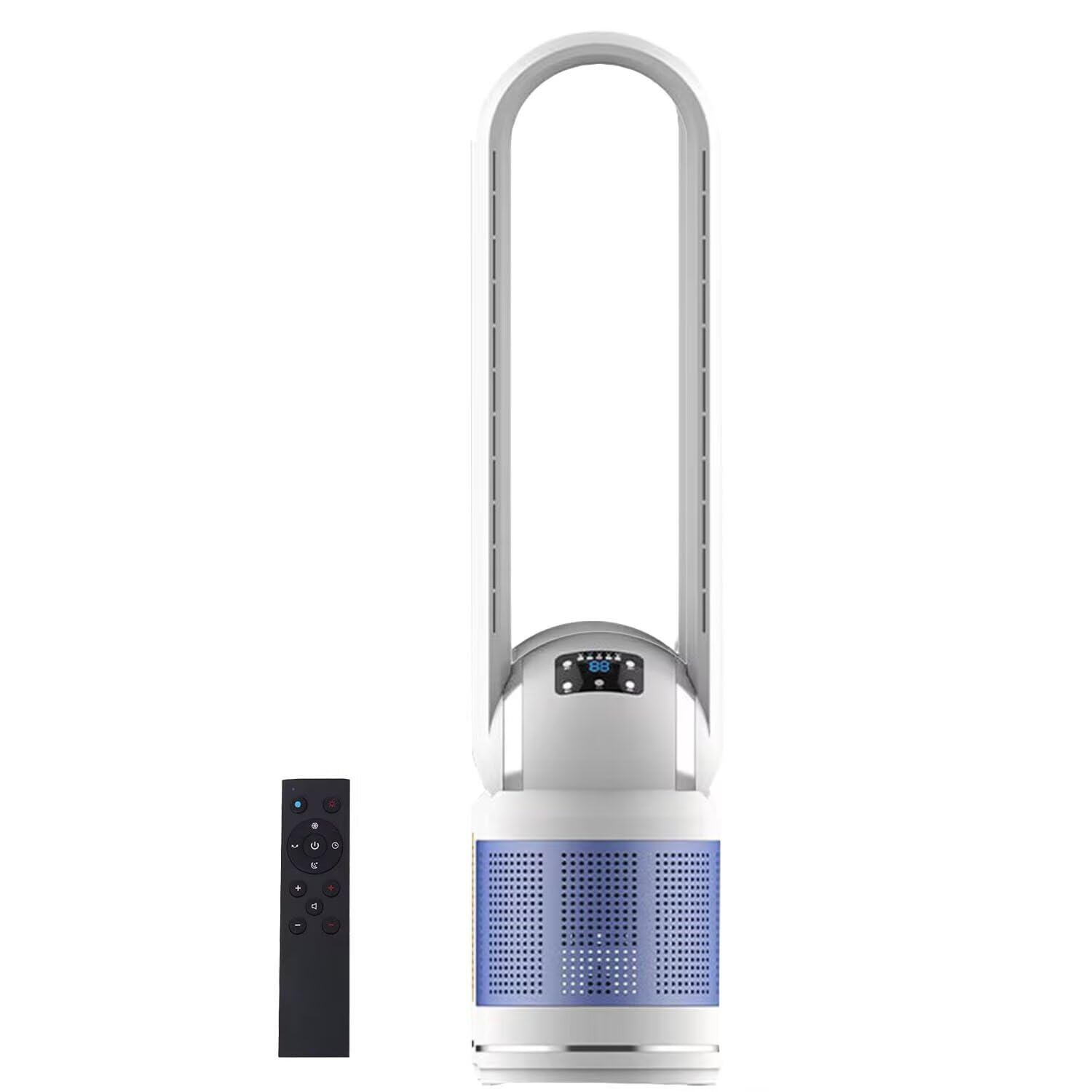 Genérico Ventilador de torre de 103 cm con control remoto, purificador sin aspas, 8 velocidades, temporizador de 8 h, oscilación de 80°, portátil para casa, oficina y pantalla LED