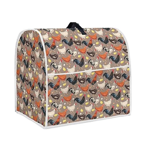 Goronwyfloyd Rooster Pattern Kitchen Air Fryer Dust Cover Compatible With 6-8 Quart Mixers, Toasters Kitchen Aid Dust Cover with Side Pocket
