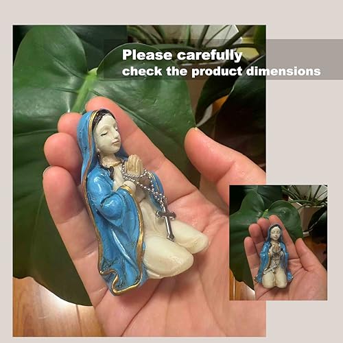 Soporte pequeño Virgen María estatua religiosa azul miniatura 7