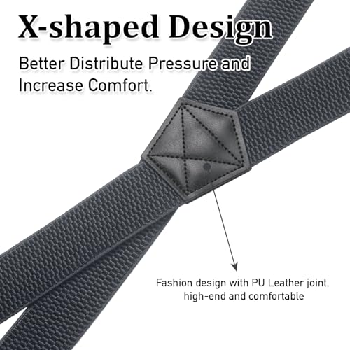 Image of SUNEZLGO Suspenders for Men Heavy Duty, X Back Hidden Suspender 1.5 inch Under Clothing, Adjustable Work Suspenders for Men Women