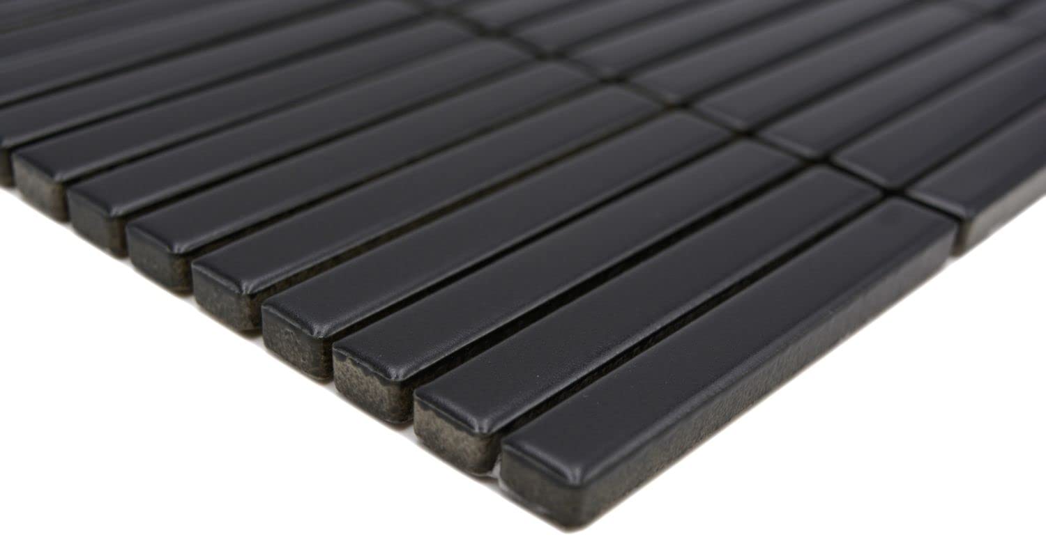 Azulejos de mosaico de cerámica, color negro mate, para pared, cocina, baño, ducha