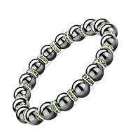 Bracciale magnetico in ematite,6/8mm,bracciale magnetico con strass,eliminazione dell'elettricità statica,sistema di protezione per i bambini